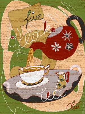 JACQUELINE DITT - Five O'Clock Tea ltd..sign.Original Druck Grafik Tee