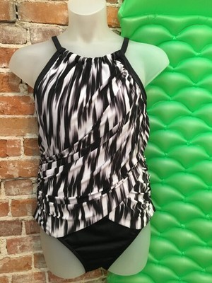 DreamShaper Miraclesuit Cascade Black Lexi High-Neck One-Piece Swimsuit 16 New