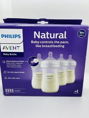 Philips Avent Natural Baby Clear Bottle 9oz 4pk 1m+ SCY903/03 - New Damaged Box