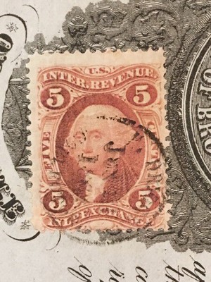 1864 CITY OF BROOKLYN DOCUMENT UNPAID TAX SALE TIED 5¢ INLAND EXCHANGE