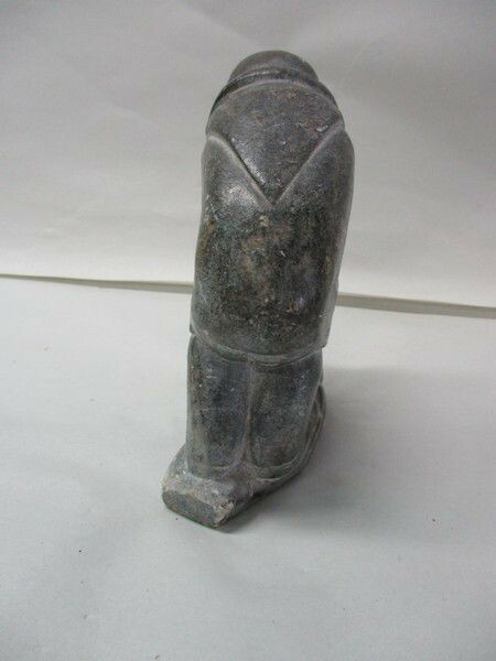 Vintage Inuit Soapstone Carving Depicting Hunter with Seals