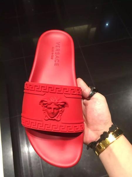Versace Men's Palazzo Medusa Greek Logo RED Slides Flip Flops size 7-11.5