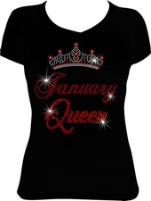 Download January Queen Crown Rhinestone Bling Shirt, Birthday Bling ...