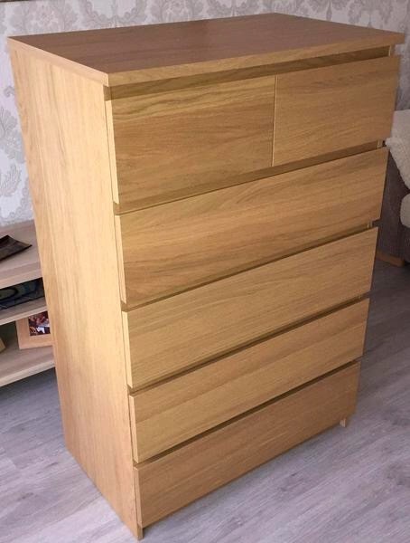 Malm Chest Of 6 Drawers Oak Veneer In Corstorphine Edinburgh