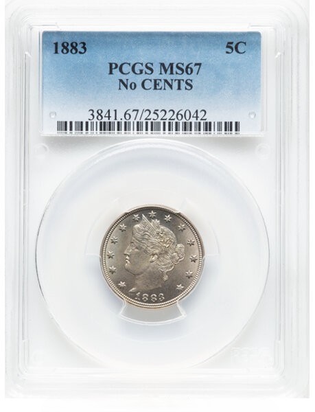 1883 5C No CENTS Liberty Nickel - Type 1 No