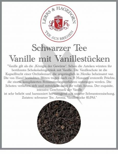 Schwarzer Tee Vanille Mit VanillestuÌCken 1 Kg - Vanille