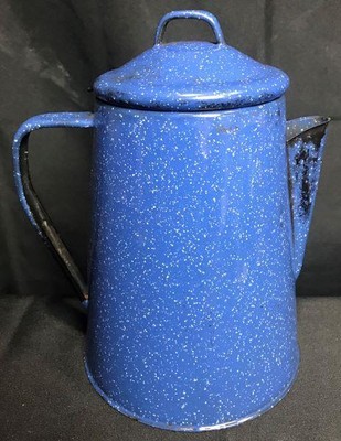 Blue Speckled Graniteware Coffee Pot