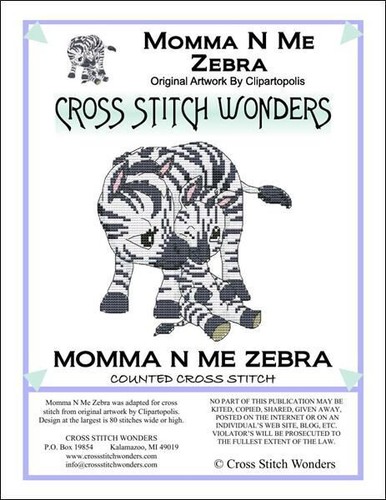 Momma N Me Zebra by Cross Stitch Wonders cross stitch pattern