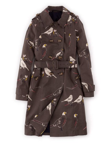 Дамы-Boden-Bird-Print-Trench-поясом-Coat-Size-8П-РРП-129-00