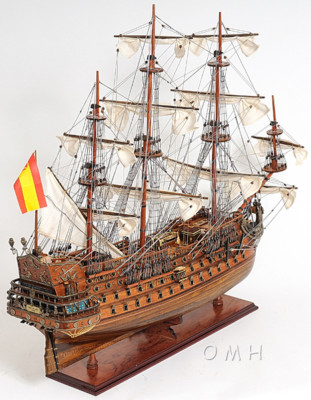 1690 San Felipe Wooden Tall Ship Built Model 28" Spanish Warship Galleon New