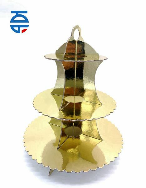 Alzata Alzatina Porta Torta 3 Piani Dorata Carta Feste Compleanni Party bal