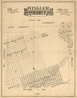 Map of Winkler County Texas 16x20
