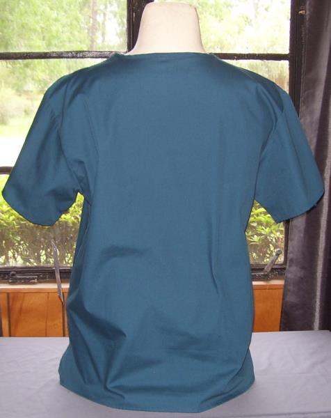 New Teal Blue V Neck Scrub Shirt Top Unisex L Large Short Sleeve Chest Pocket