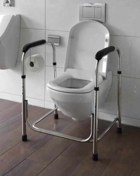 WC 75 Aufstehhilfe  höhenverstellbar aus Edelstahl Toiletten Stützgestell  Model