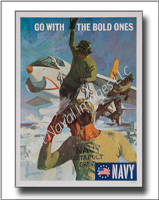 US Navy Vintage Canvas Print GO WITH THE BOLD ONES 2D
