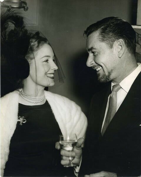 Errol Flynn & Valerie Hobson drinking candid Vintage Stamped Original Photograph
