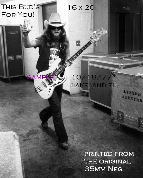 Lynyrd Skynyrd 1977 Leon Wilkinson 16 X 20 B&W Backstage Photo Lakeland,Florida