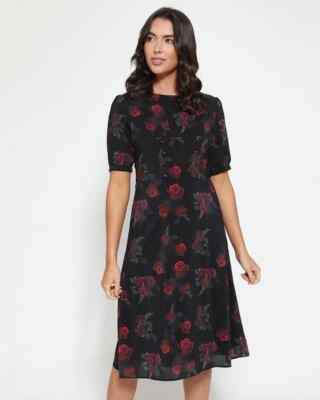 Lindy Bop 1940's style Amelia May Rustic Rose Tea Dress BNWT Size 8.