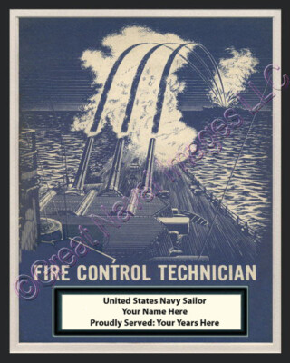 FIRE CONTROL TECHNICIAN Rate Print 2 Personalized on Canvas US Navy Veterans