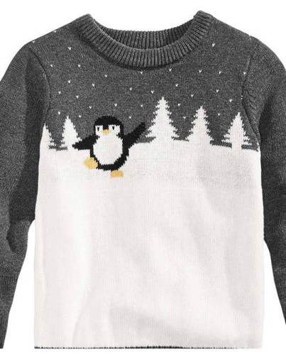 Celebrate Shop Holiday Arcade Boys or Girls Penguin Sweater (XS (4), Charcoal...