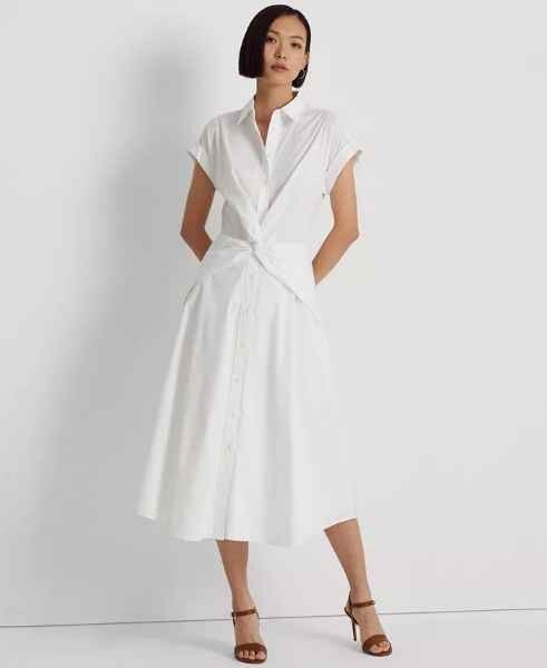 Ralph Lauren women's Twist Front Cotton Blend Shirt Dress