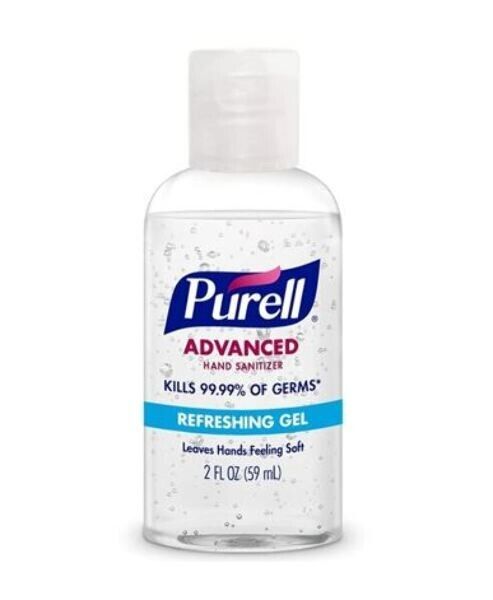 Purell Advanced Hand Sanitizer Gel - Travel Size, Flip Cap, 2oz Bottle (12-Pack)