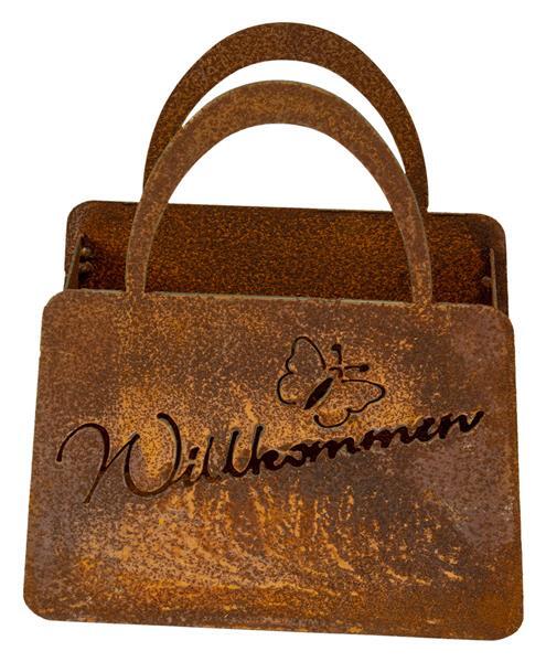 Rost Handtasche Willkommen zum Bepflanzen Gartendeko Gartendekoration Blumentopf
