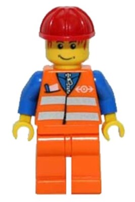 Figurine / Minifigure Lego City - Railway Construction Worker (trn130) Set 7898
