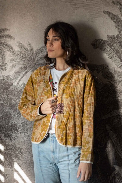 Pre-owned Handmade 10 Pc Boho  Cotton Handblock Jacket, Short Kimono Quilted Jacket Women's In Multicolor