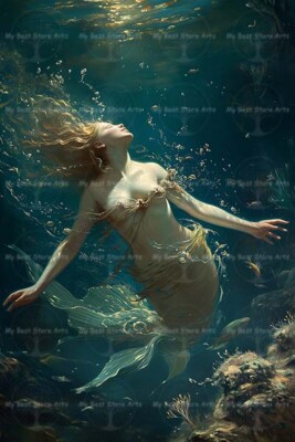FANTASY MERMAID FINE ART PRINT, Decor, Sea Siren Poster, Magical Ocean Artwork