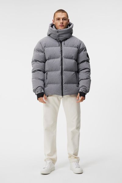 Pre-owned J. Lindeberg J Lindeberg Men's Creek Down Jacket Amow09419 U199 Light Grey Melange Medium