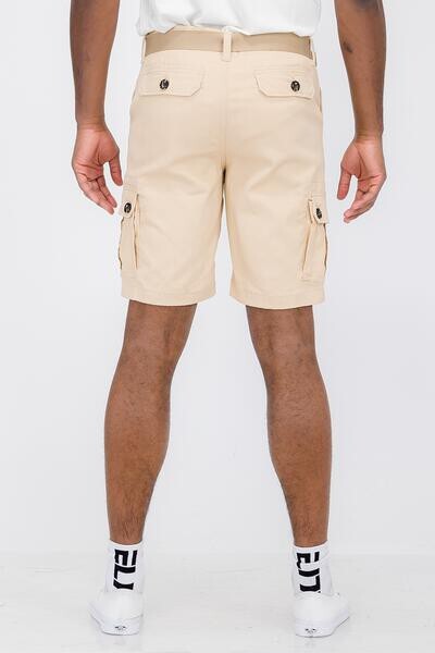 Mens Cargo Shorts Belted Stretch Flat Front Pockets Washed Lounge 28 30 32 34 36 - Picture 5 of 12