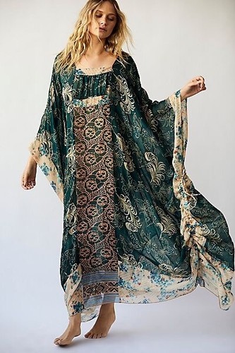 Pre-owned Free People Anna Sui X  Upcycled Kaftan Kimono Size S/m Made In Usa $708 In Teal Multi