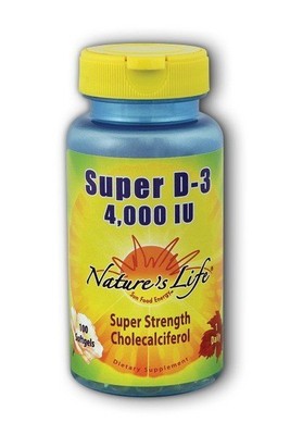 Natures Life Super D-3 4000 МЕ, 100 мягких капсул