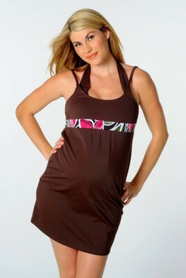 Maternity Cover Up Size Small NWT Prego Brown w/ floral trim New