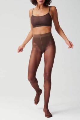 New Women's ITEM M6 Cocoa Invisible Ultra Sheer Compression Tights Size M