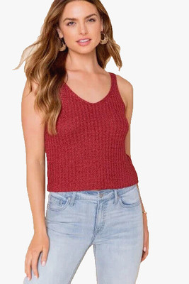 NEW Francesca's L Women's Burgundy V Neck Sweater Tank Top Sleeveless