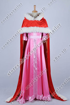 Beauty And The Beast Cosplay Belle Costume Red Cape Pink Dress
