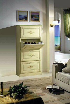 SCARPIERA DECORATA    RIBALTA IN LEGNO LACCATA DOPPIA CAPIENZA