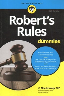Robert's Rules for Dummies, Paperback by Jennings, C. Alan, Brand New, Free s...