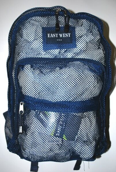 Mesh Backpack NAVY Pack See Through School Bag Clear Sports Gy...
