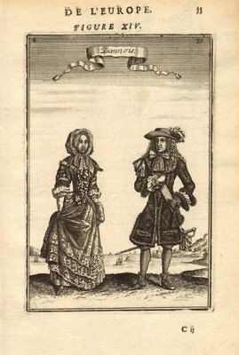 DENMARK COSTUME. Danish man & woman wearing 17C dress. 'Dannois'. MALLET 1683