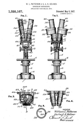 1917 - Binocular Microscope - Patterson & Kellner - Patent Art Poster