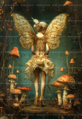 MYSTICAL FAIRY ART PRINT, Cottagecore Decor Faerie Poster, Magic Lady Fae D604