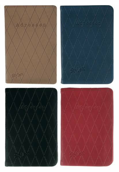 Stylex Adressbuch Kontaktbuch mit Register 7x10 cm verschiedene Farben
