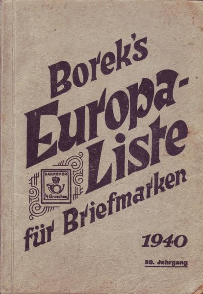 Borek`s Europaliste für Briefmarken 1940