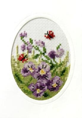 Orchidea Complete cross stitch kit - greetings card Violets 6096