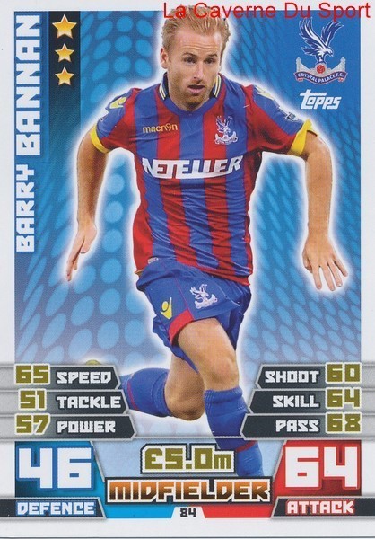 084 Barry Bannan # Crystal Palace Scotland Card Match Attax 2015 Topps