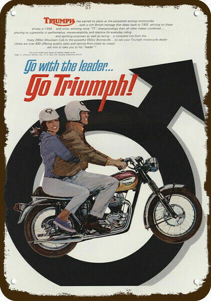 1967 TRIUMPH BONNEVILLE 650 MOTORCYCLE VintageLook DECORATIVE REPLICA METAL SIGN