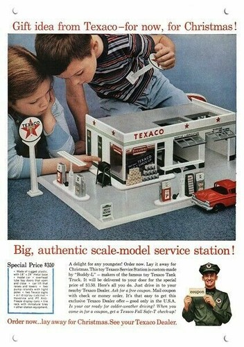 1960 TEXACO TOY SERVICE STATION **** DECORATIVE REPLICA METAL SIGN ****